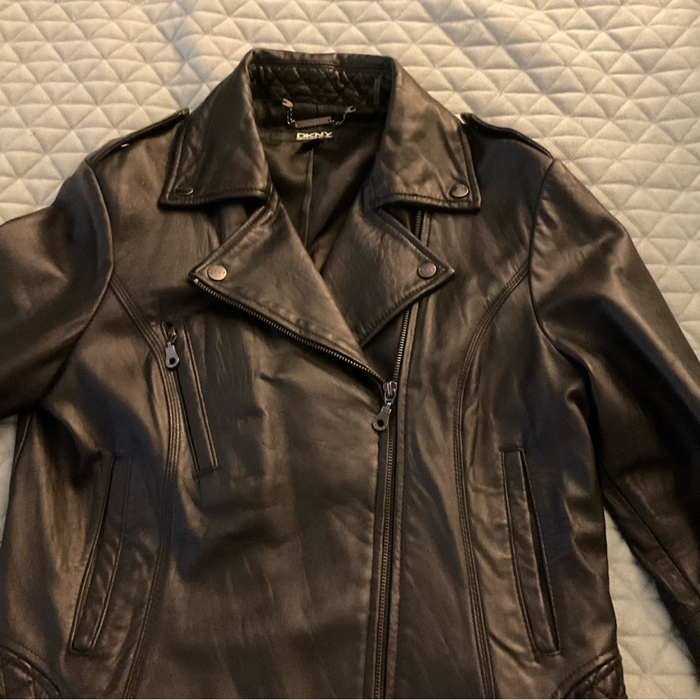 Black leather motto jacket